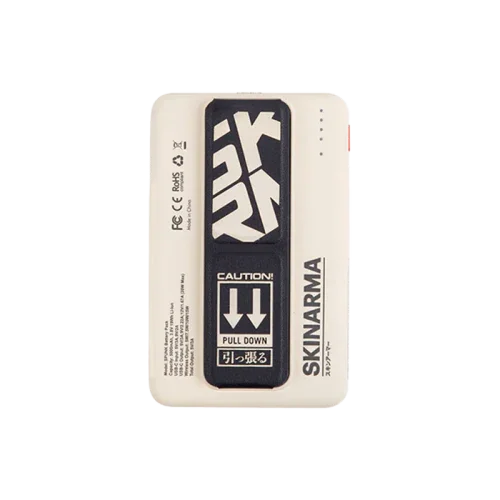 Skinarma Magnetic Powerbank 5000 mAh 20W Usb-C Pd With Smart Grip Stand - Ivory - Tashqila Skinarma Magnetic Powerbank 5000 mAh 20W Usb-C Pd With Smart Grip Stand - Ivory - Tashqila